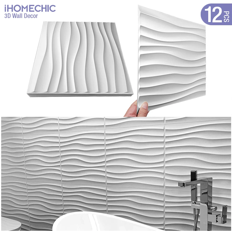 painel de parede 3d decorativo nao adesivo projeto do diamante onda telhas plasticas quarto da etiqueta banheiro 30cm 12 pcs 01