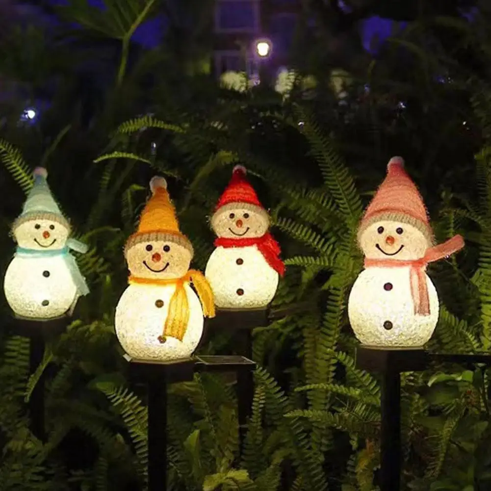 크리스마스 태양광 조명 4색 눈사람 야외 지상 설치 램프 정원 크리스마스 분위기 조경 장식 2025