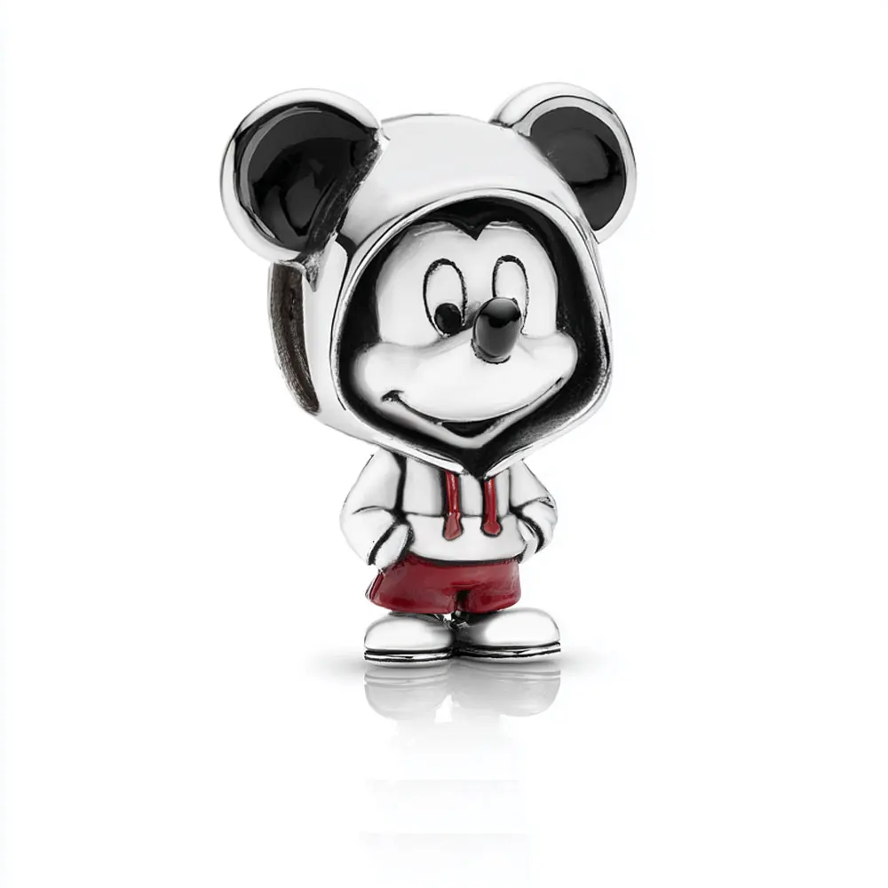 925 فضة سحر ميكي ماوس ديزني يرتدي هوديي تخصيص الأصلي DIY الخرز مجوهرات اكسسوارات للنساء