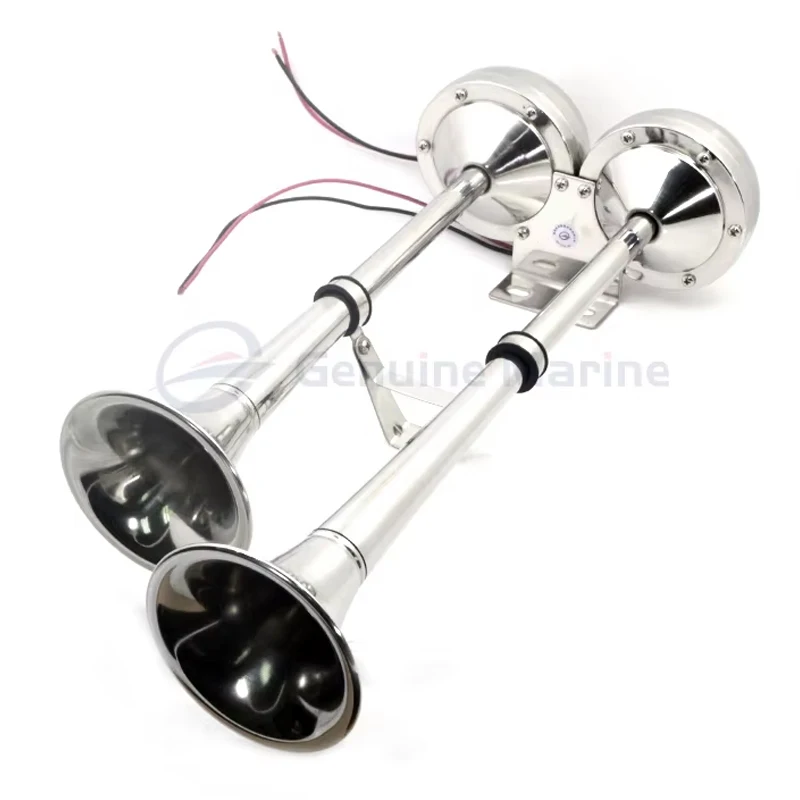 

Genuine Marine Boat Marine Stainless Steel Twin Electric Horn Speaker Alarm With High/Low Tone Alarm
