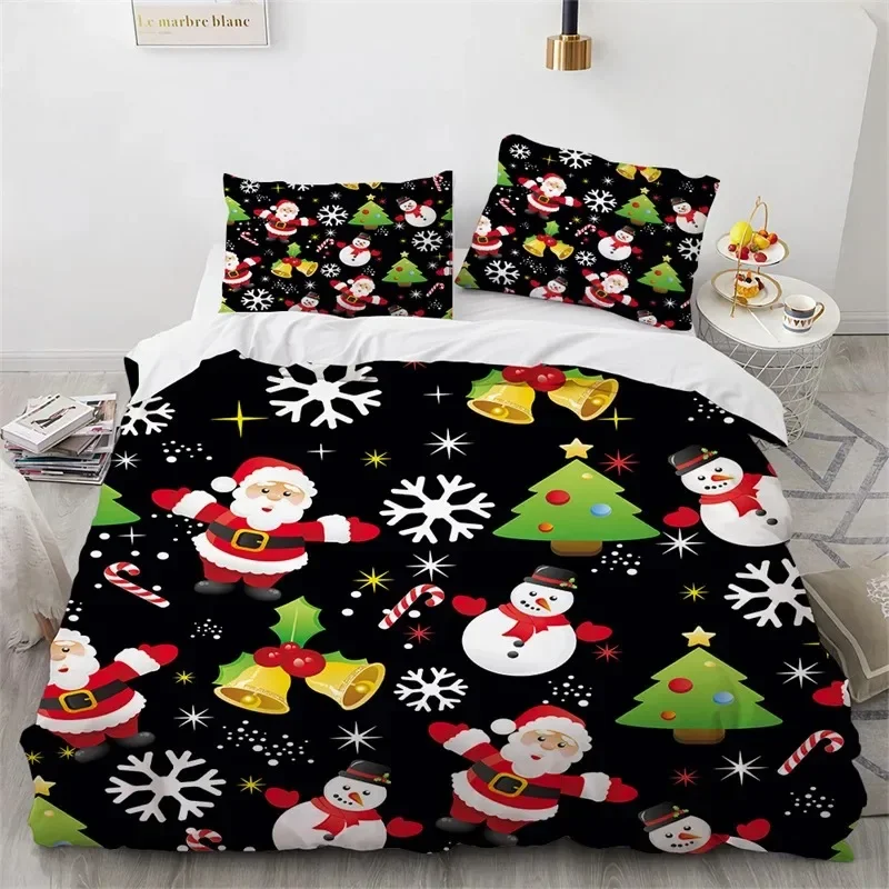 Cat Merry Christmas Santa Claus Bedding Set Boys Girls Twin Queen Size Duvet Cover Pillowcase Bed Kids Adult Home Textileextile