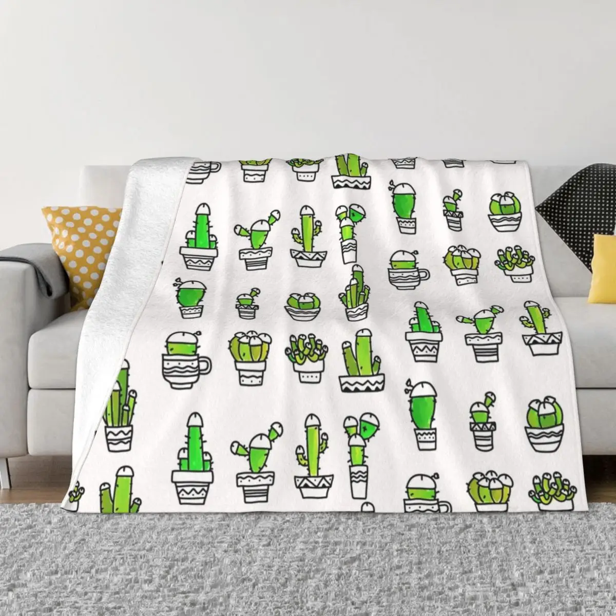 

COCK PLANTS CACTUS GREEN WATERCOLOR Throw Blanket decorative blanket Blankets For Baby Soft Big Blanket Thin Blankets