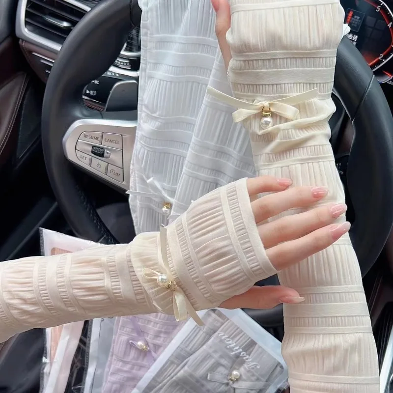 Women Arm Warmer Summer Sun Protection Long Fingerless Gloves Outdoor Cycling Driving Thin Breathable Sunscreen Arm Sleeves