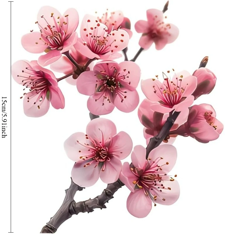 Creative Pink Cherry Blossom Car Sticker, Waterproof Vinyl Decal for Fridge, Desk, Cabinet, Laptop, Tumbler, Smooth Surfaces