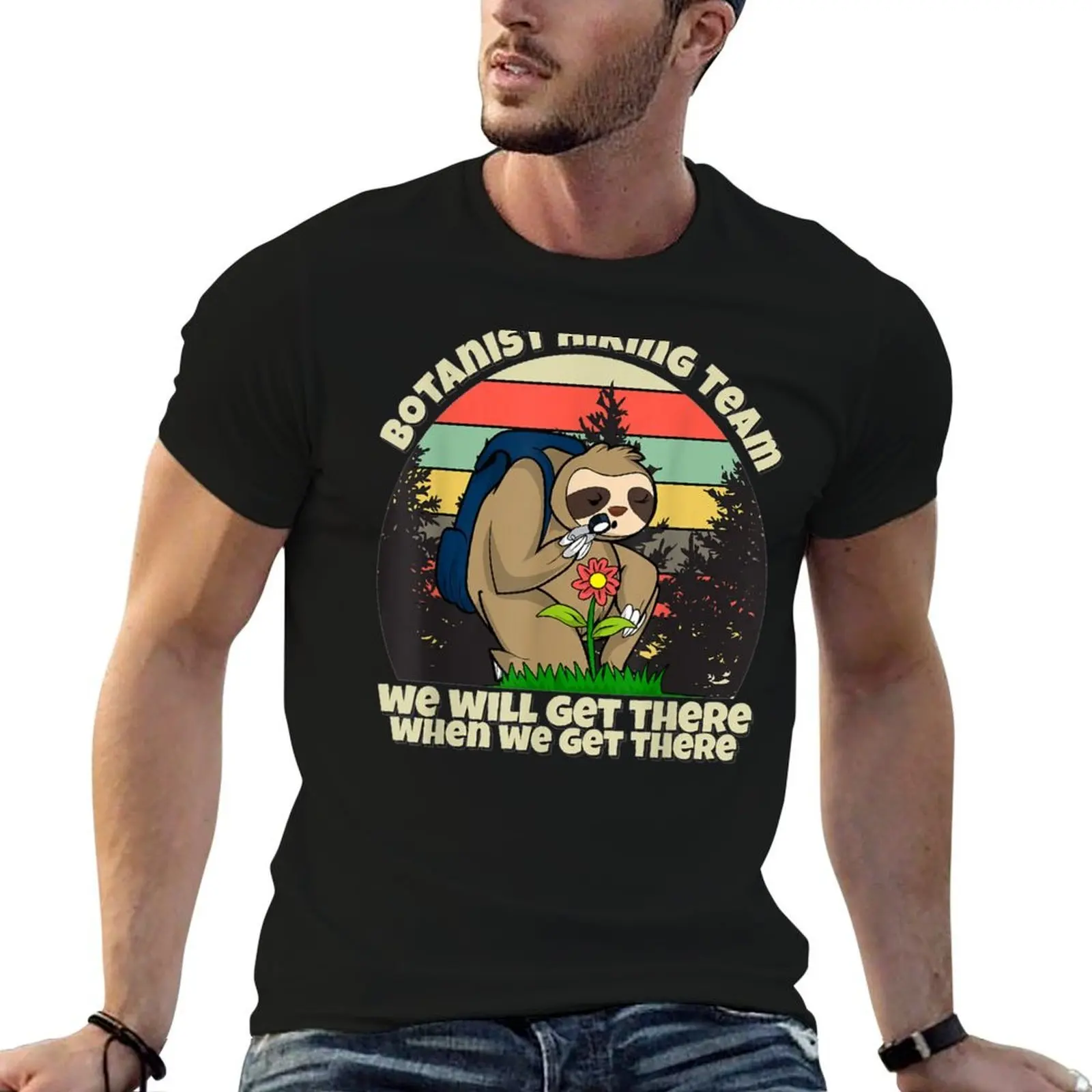 Botanist Hiking Team, Botany Sloth T-Shirt Big and Tall Solid Color T-Shirt