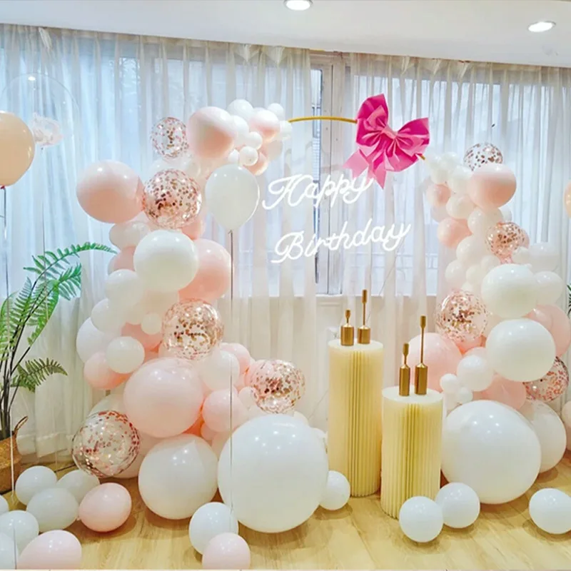 Internet Celebrity Explosion-Proof Balloon Cross-Border Amazon Rose Balloon Chain Vintage Pink Decorative Strip Birthday Party W