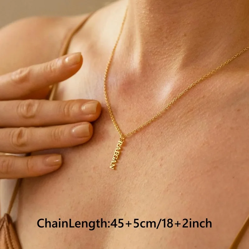 Custom Vertical Bar Name Date Necklace, Personalized Gift