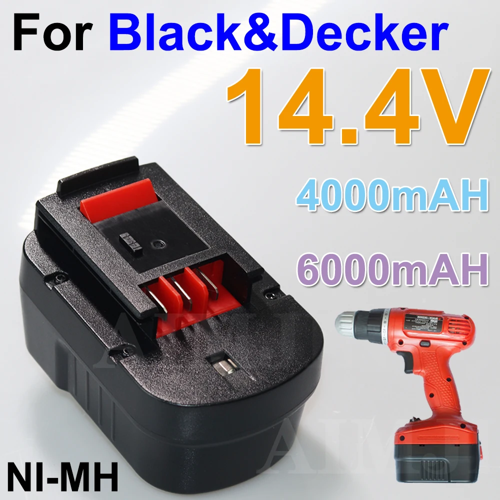 

4000mAh 6000mAh NiMH Rechargeable Battery Replacement Is Suitable for Black&Decker 14.4V Electric Tools Batteries