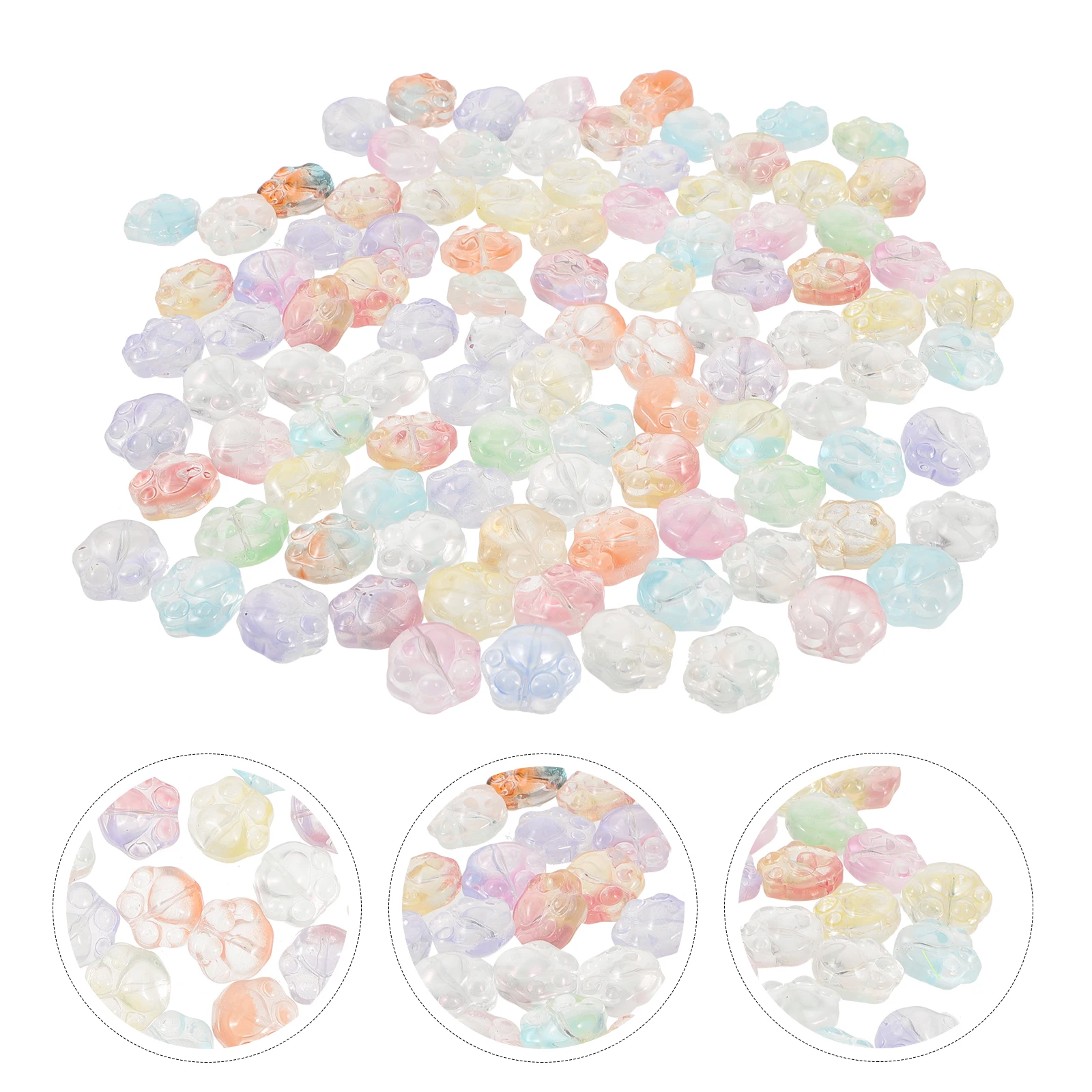 

100 Pcs Bear Claw Beads Bulk Jewelry for Bracelets UV Charms Making Transparent Necklace Glass