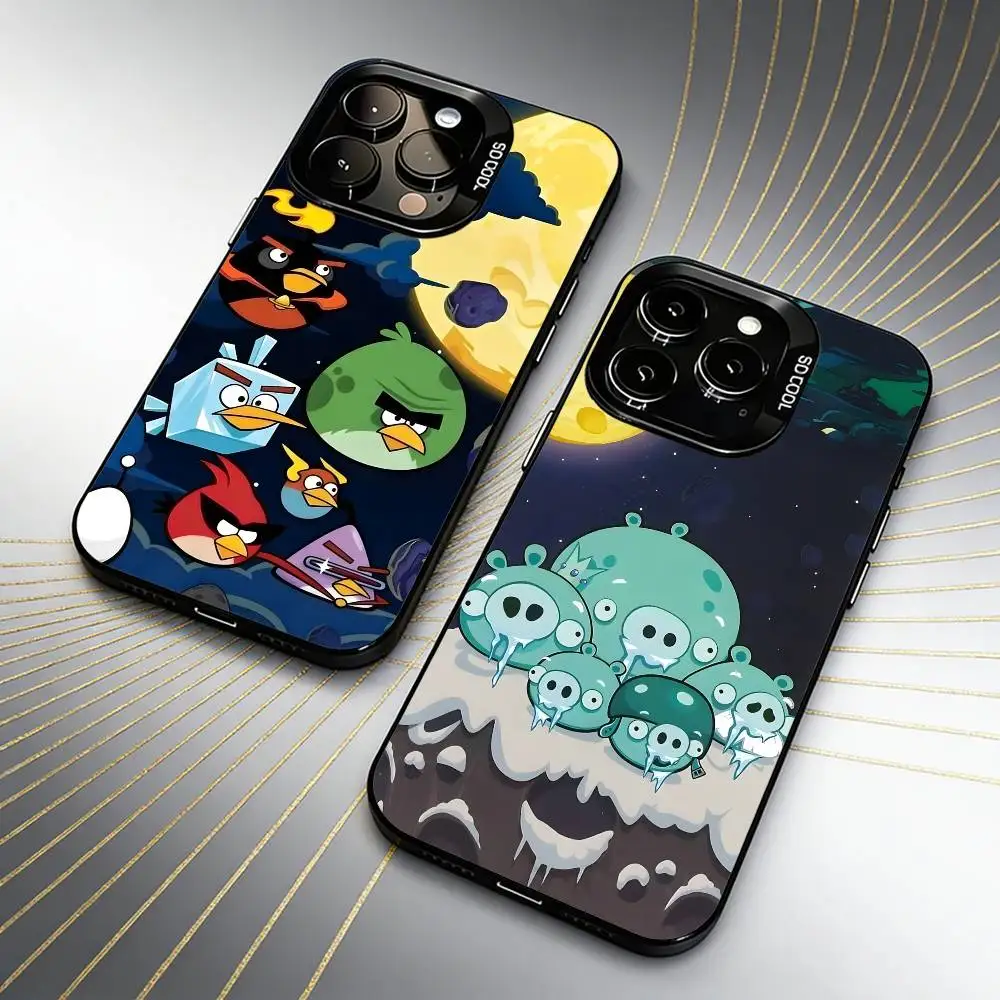 Capa de Celular Clássica A-Angry B-Bird para iPhone 16 17 15 14 12 13 Pro Max Preta Fosca Antichoque