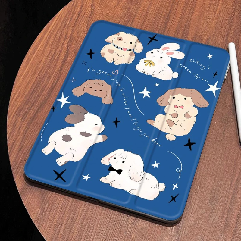 Cute Rabbit Blue Background Cover Funda per Ipad 2017 10.5 pollici Ipad Mini 6 Pro 11 2nd 3rd 4th IPad custodia per Tablet di decima generazione