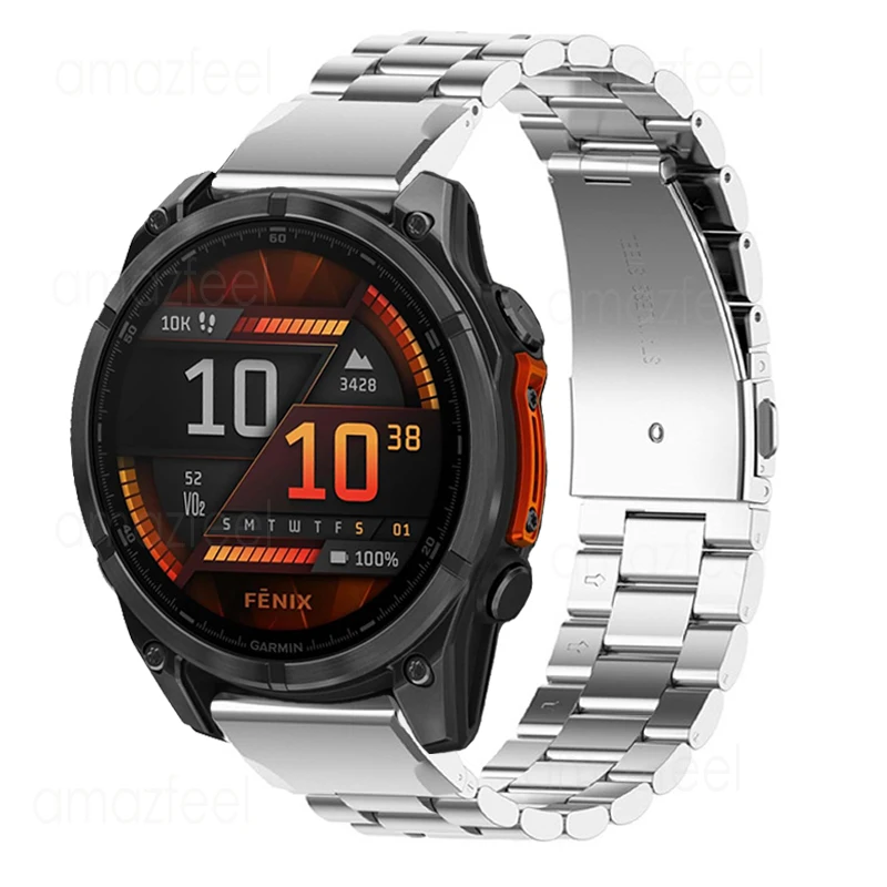 

Ремешок для часов из нержавеющей стали для Garmin Fenix 8 47 мм, металлический ремешок для garmin fenix 7/6/5, быстросъемные браслеты Forerunner 965 955 Band