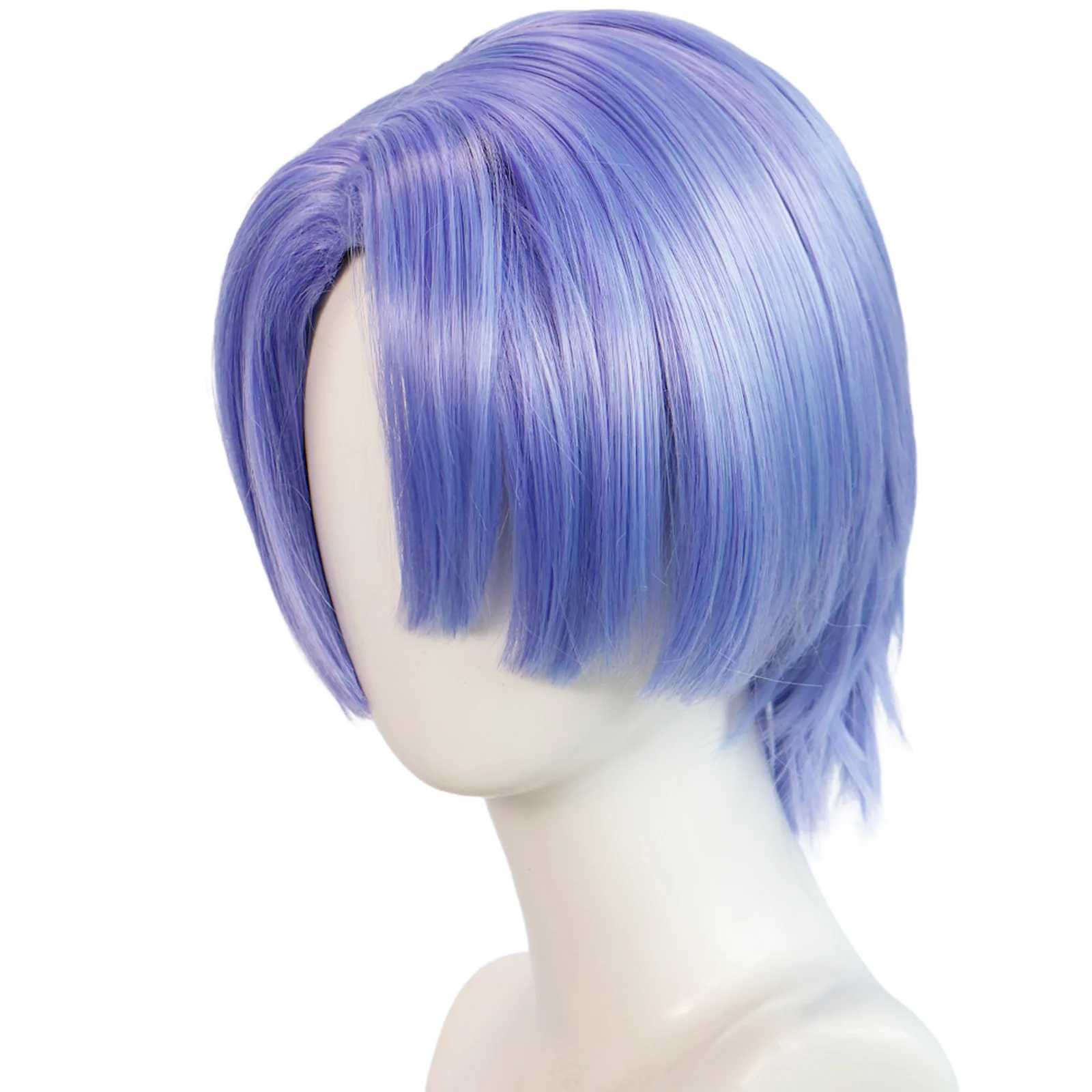 Anime poliéster cosplay peruca roxo em linha reta cabelo curto resistente de alta temperatura headwear festa de carnaval de halloween