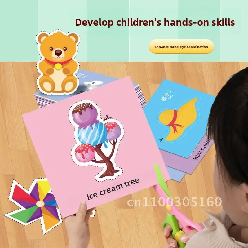 Dziecięce DIY Ręcznie Robione Pudełko na Prezenty z Wycinankami Edukacyjna Zabawka Wczesnoszkolna do Przedszkola Kolorowe Kształty Pomoc Naukowa
