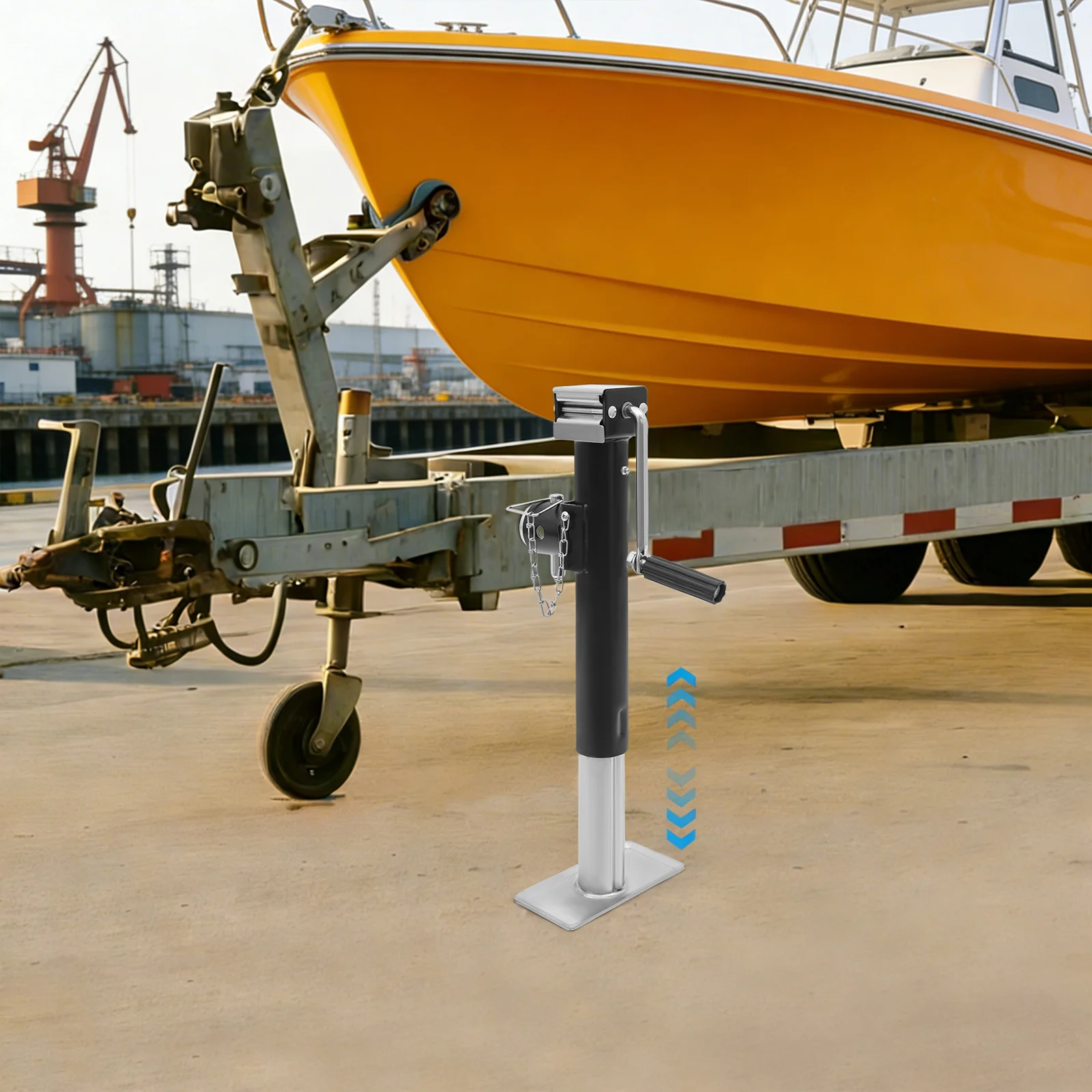 

10 Inch Trailer Jack, 1 Ton Hydraulic Support Foot, 1000lbs Lifting, Heavy Duty Round Tube for Car Truck Vehicle Maintenance