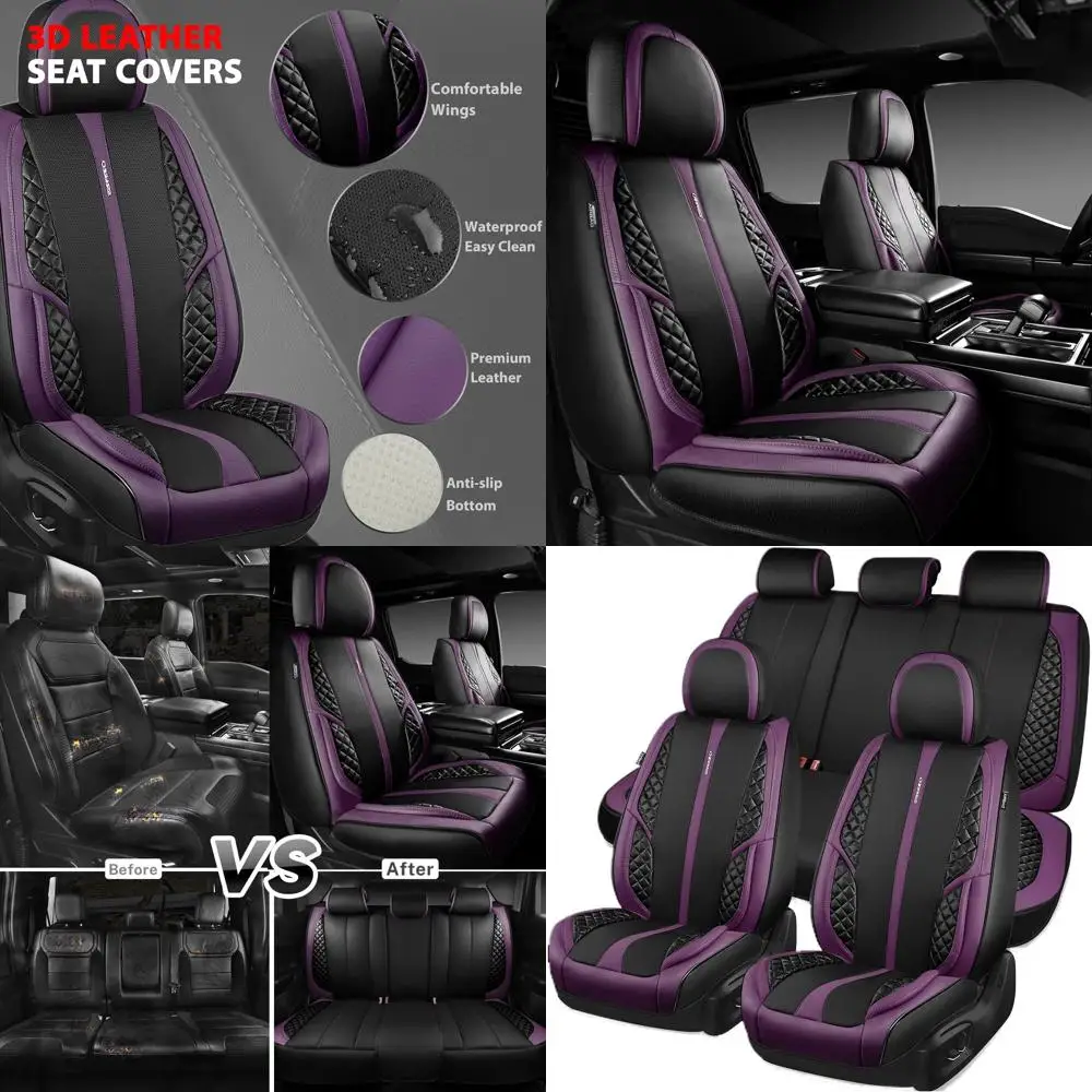 

Кожаные чехлы на автомобильные сиденья из наппа, полный комплект, водонепроницаемая защита, прочная мягкая, универсальная, подходит для седана, внедорожника, пикапа, автомобилей