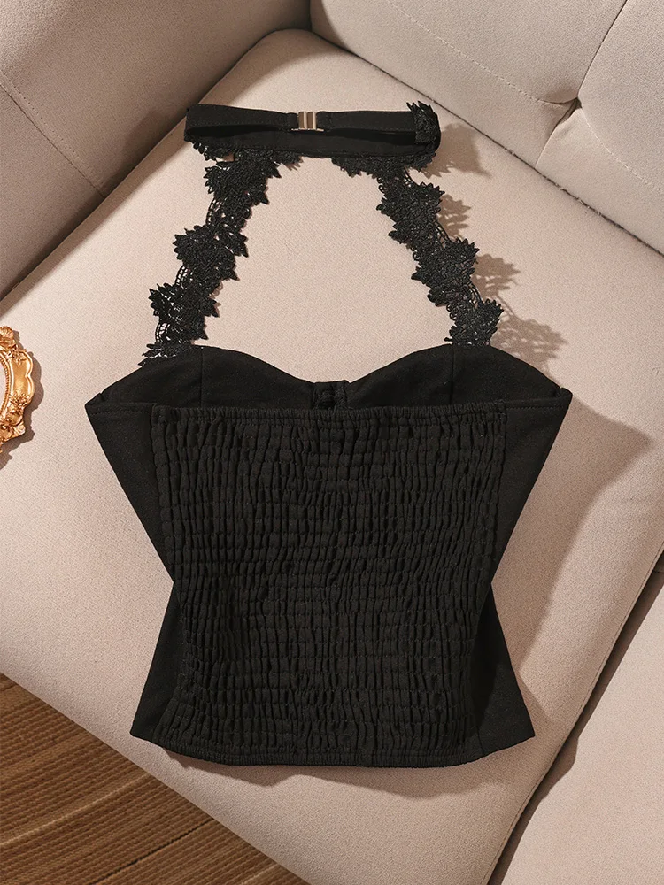 스위트 슬레 레이스 네 행잉 탑 여성 이너웨어 아우터웨어 오트 디자인 퓨어 디자이어 스파이시 걸 슬림 핏 슬림 베스트