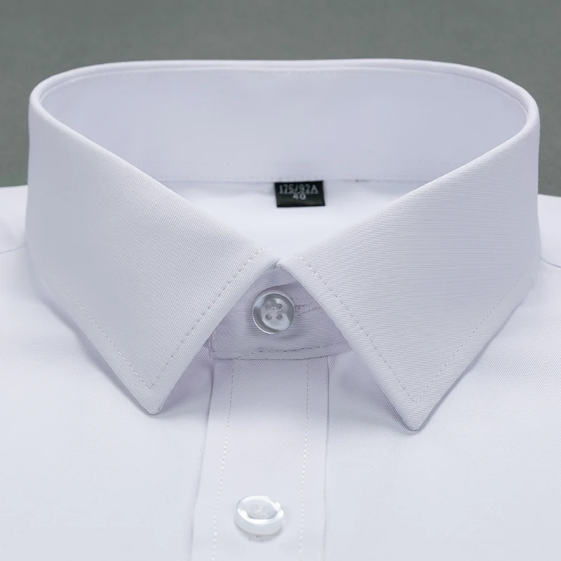 S-8XL Men's Long Sleeve Slim Fit Business Formal Shirt Light Blue Professional Work Shirt Plus Size White Shirt