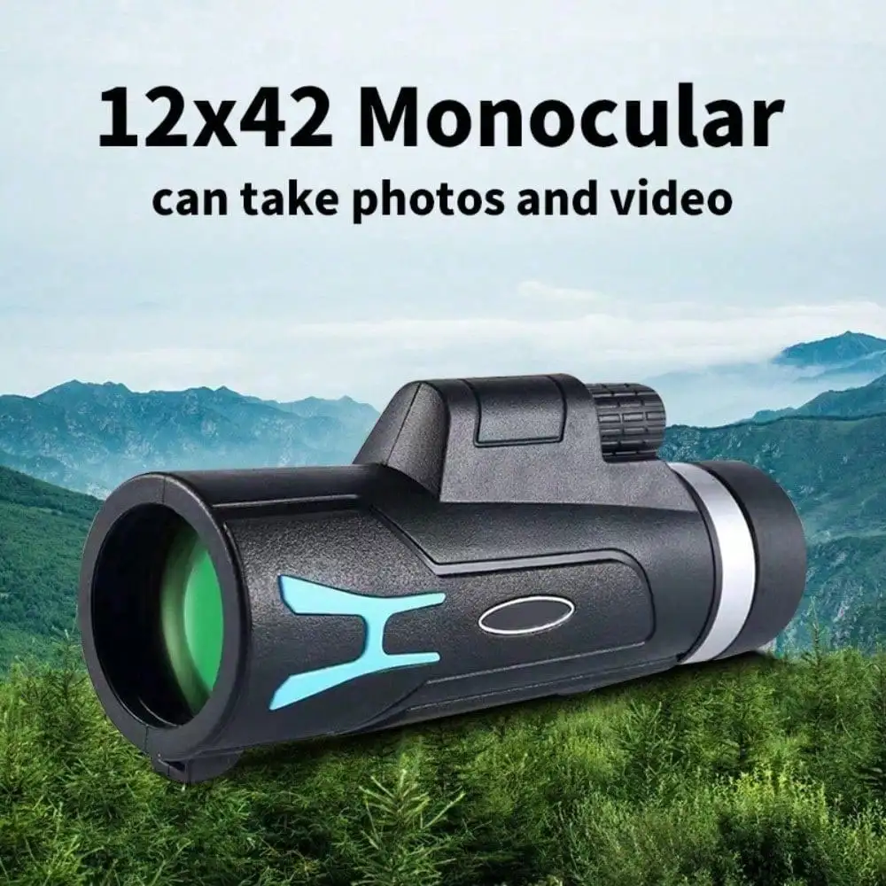 

12x42 Monocular Telescope HD Long Range Binoculars BAK-4 Prism Waterproof Lightweight Portable For Bird Watching Hunting