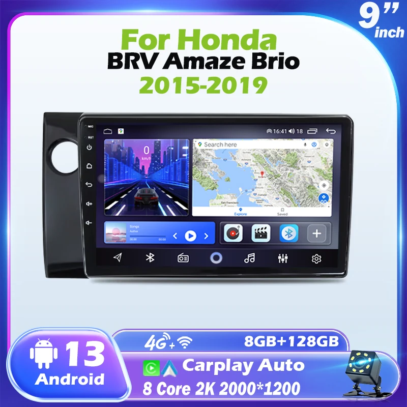 

Автомобильное радио Android Carplay Auto для Honda BRV Amaze Brio 2015-2019, мультимедийный плеер, автомобильные электронные устройства, стерео GPS-навигация