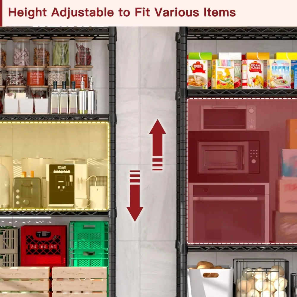 أرفف تخزين معدنية معتمدة من 5 طبقات قابلة للتعديل وشديدة التحمل من NSF للمرآب والأدوات والتنظيم #5