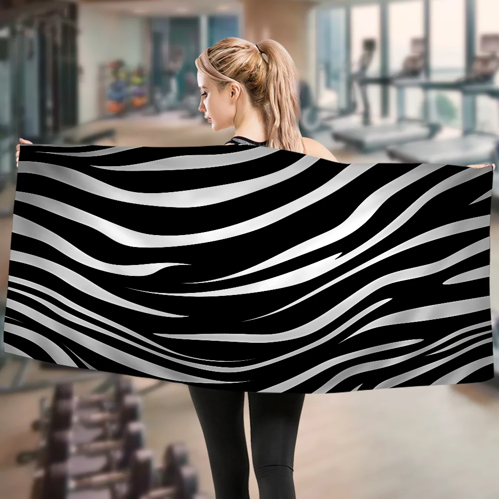 

Black White Colorful Zebra Stripe Microfiber Beach Towel Absorbent Quick Dry Soft Yoga Swimming Resort Mountain Climbing Towel