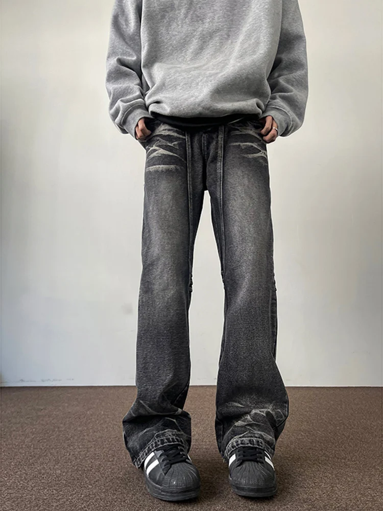 

American Hiphop Street Sle Loose Straight Leg Casual Jeans for Men Trendy Brand Heavyweight Jeans Youthful Spring Autumn Wear