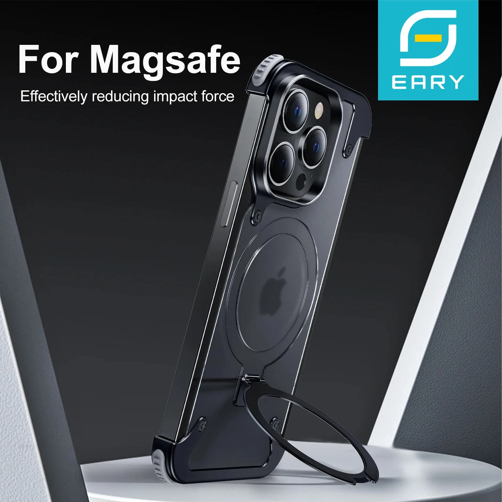 

Eary для iPhone 13 Pro, чехол для телефона с подставкой Magsafe Ring, безрамный минималистичный бампер, противоударный защитный чехол для телефона