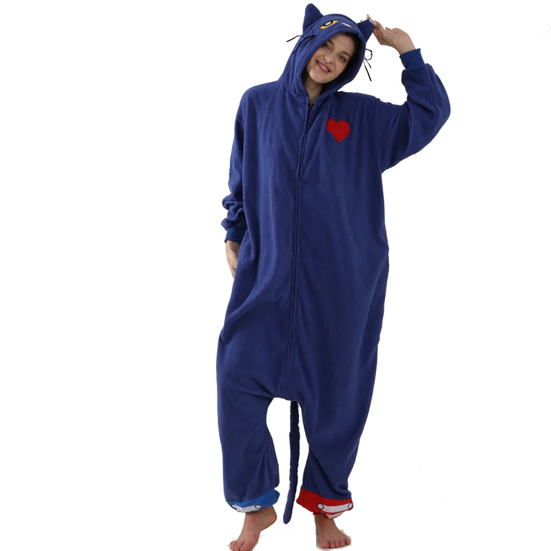 Full Body Clothes Kigurumi Cat Onesies For Adults Fleece Cosplay Costume Anime Sleepwear One-Piece Pijamas Christmas Halloween