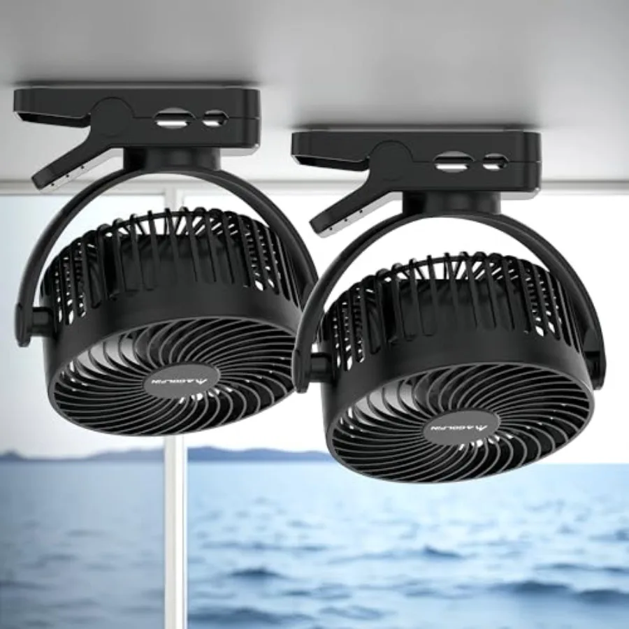 

Magnetic Cruise Ship Approved Fan, 12000mAh Battery Operated Clip on Fan with 5 Speeds, LED Lantern, Timer, Magnetically Sticks