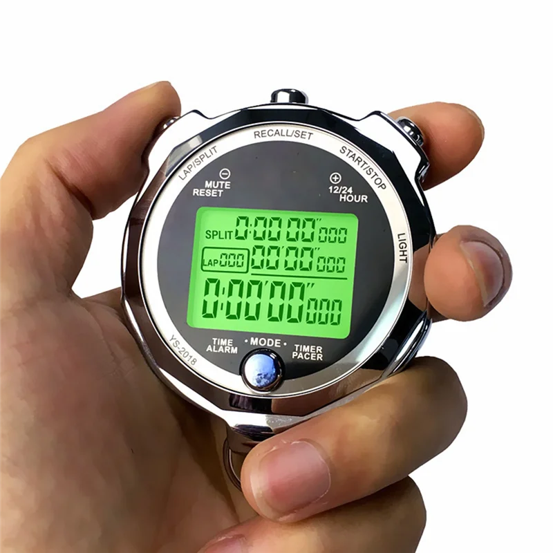 Digital Watch Timer 0.001S Precision Metal Luminous Portable Stopwatch Channel Sports Running Training Timer Professional