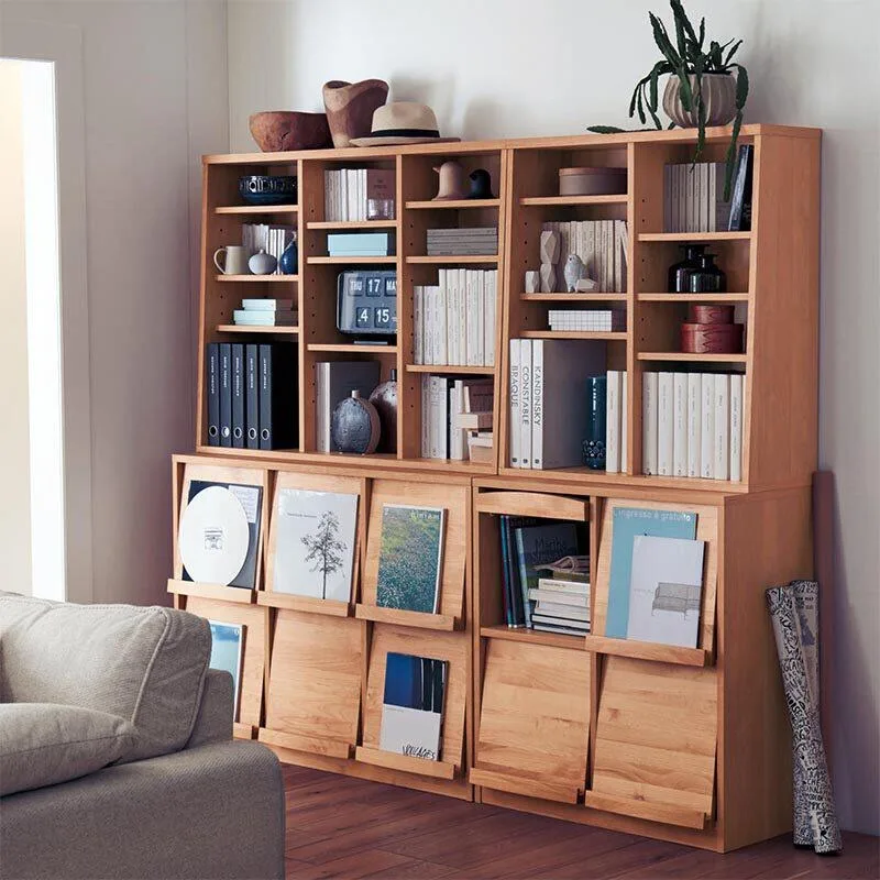 Solid wood Japanese-style bookcase storage cabinet bookshelf modern simple bookcase combination display cabinet cabinet storage