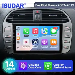 9 Inch Isudar Android 14 Car Radio For Fiat Bravo 2007-2012 Carplay android Auto Multimedia Player Stereo cmaera GPS AI No 2din