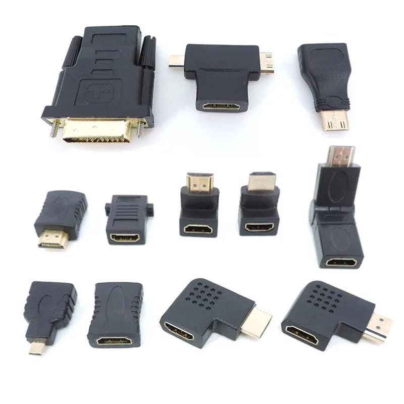 Prostokątny Adapter kompatybilny z HDMI męski na żeński konwerter złącze Mini / Micro HDMI-kompatybilny przedłużacz J17