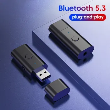 Usb sem fio bluetooth adaptador 5.3 transmissor receptor aux 3.5mm adaptador de áudio para casa sistema música do carro usb aux música