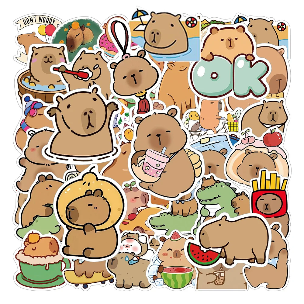 

10/30/50pcs Cute Animal Capybara Cartoon Stickers Decals DIY Notebook Guitar Motorcycle Laptop Funny Waterproof Sticker for Gift