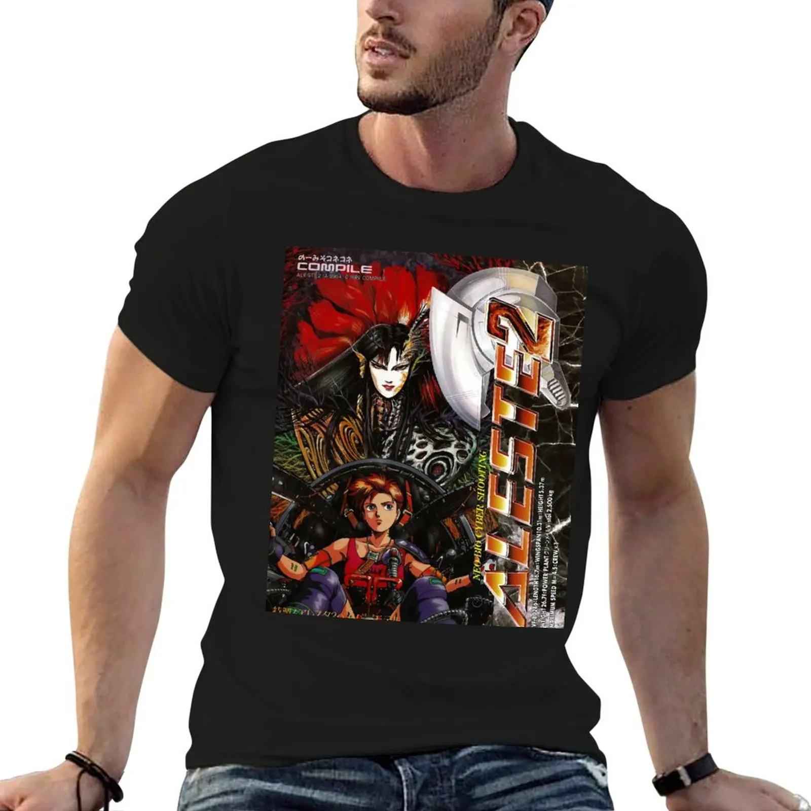 Aleste 2 (1989) Koszulka MSX męska, bawełniana koszulka 100% bawełna, luksusowa marka, wysokiej jakości koszulki bawełniane.