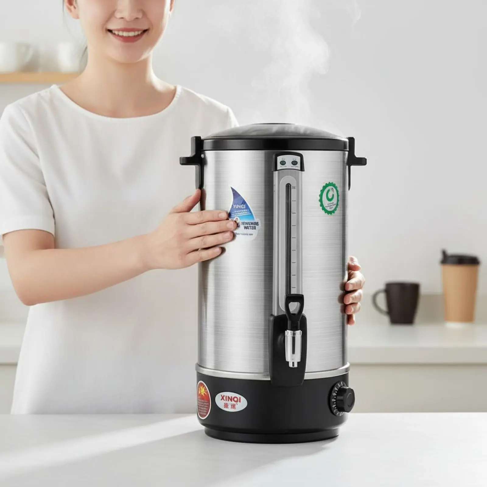 

Stainless Steel Hot Water Dispenser Large Capacity Professional Milk Tea Barrel Insulated Beverage Warmer Automatic