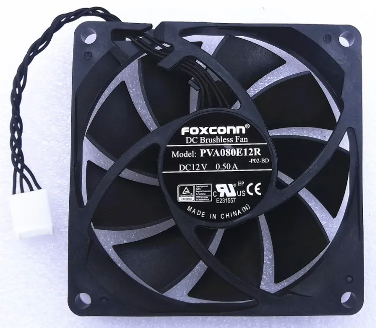 

FOXCONN PVA080E12R DC 12 В 0,50 А 80x80x15 мм 4-проводной охлаждающий вентилятор для сервера