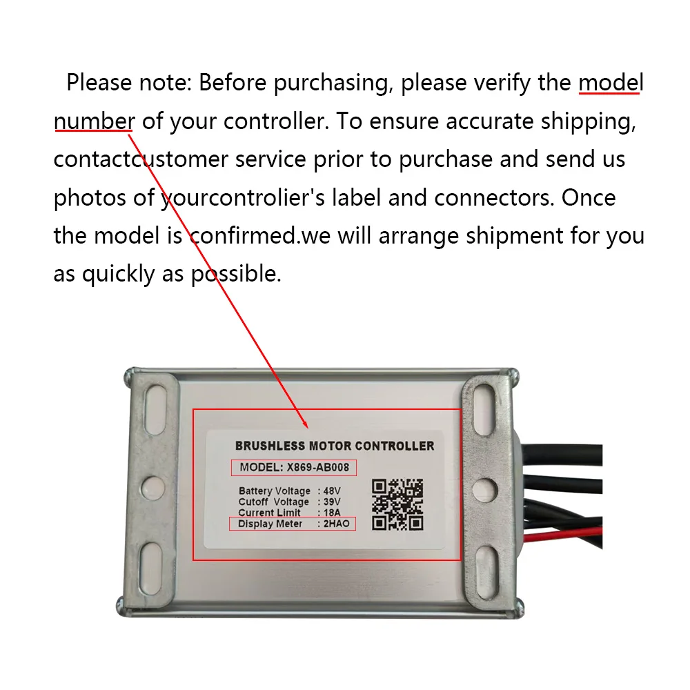 

Ebike Brushless Motor Controller 48V 18A Speed Controller X869-AB008 for Electric Bicycle Scooter Motorcycle 2HAO Communication