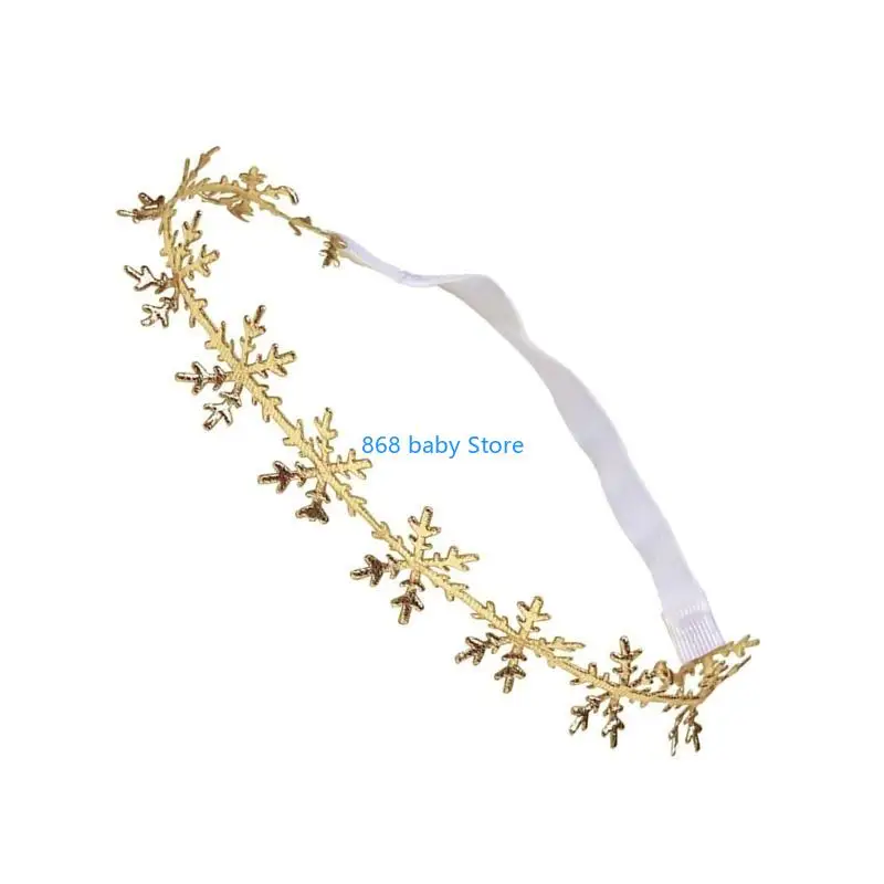 29EE トレンディな女の赤ちゃんヘッドバンドスタイリッシュな帽子スノーフレークヘッドバンドクリスマス用弾性頭飾り写真小道具幼児用