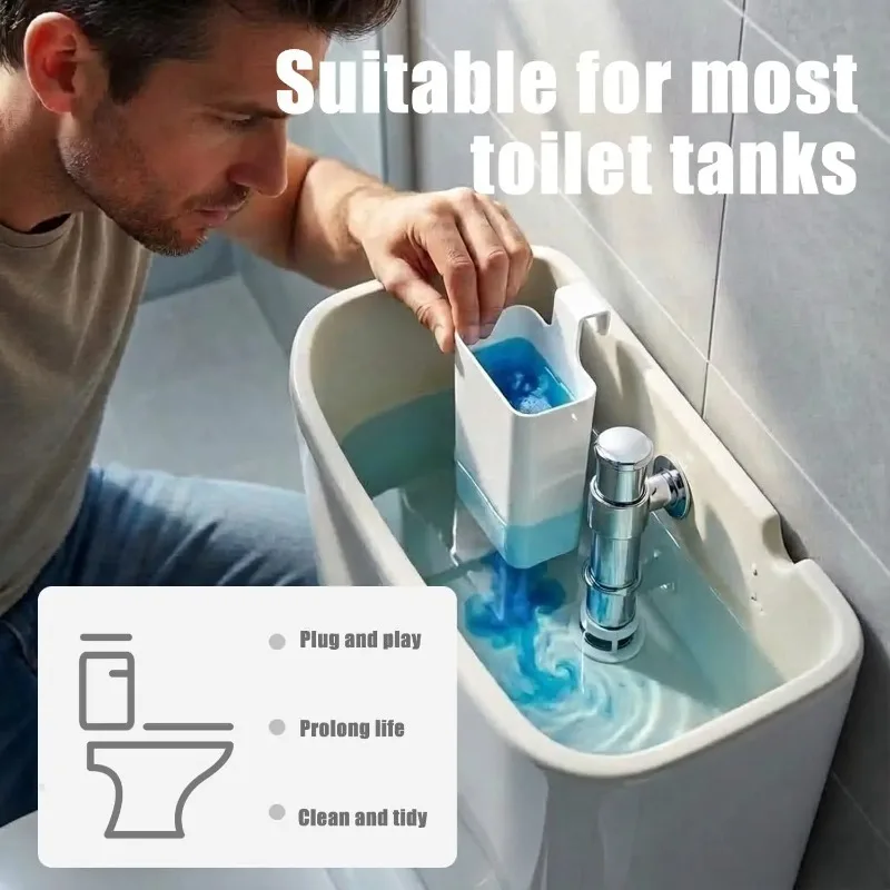 Slow-Release Dispenser Toilet Bowl Cleaner Buffer Box WC Toilet Solid Dispenser Tank Replacement Part Hanging Extends Cleaning