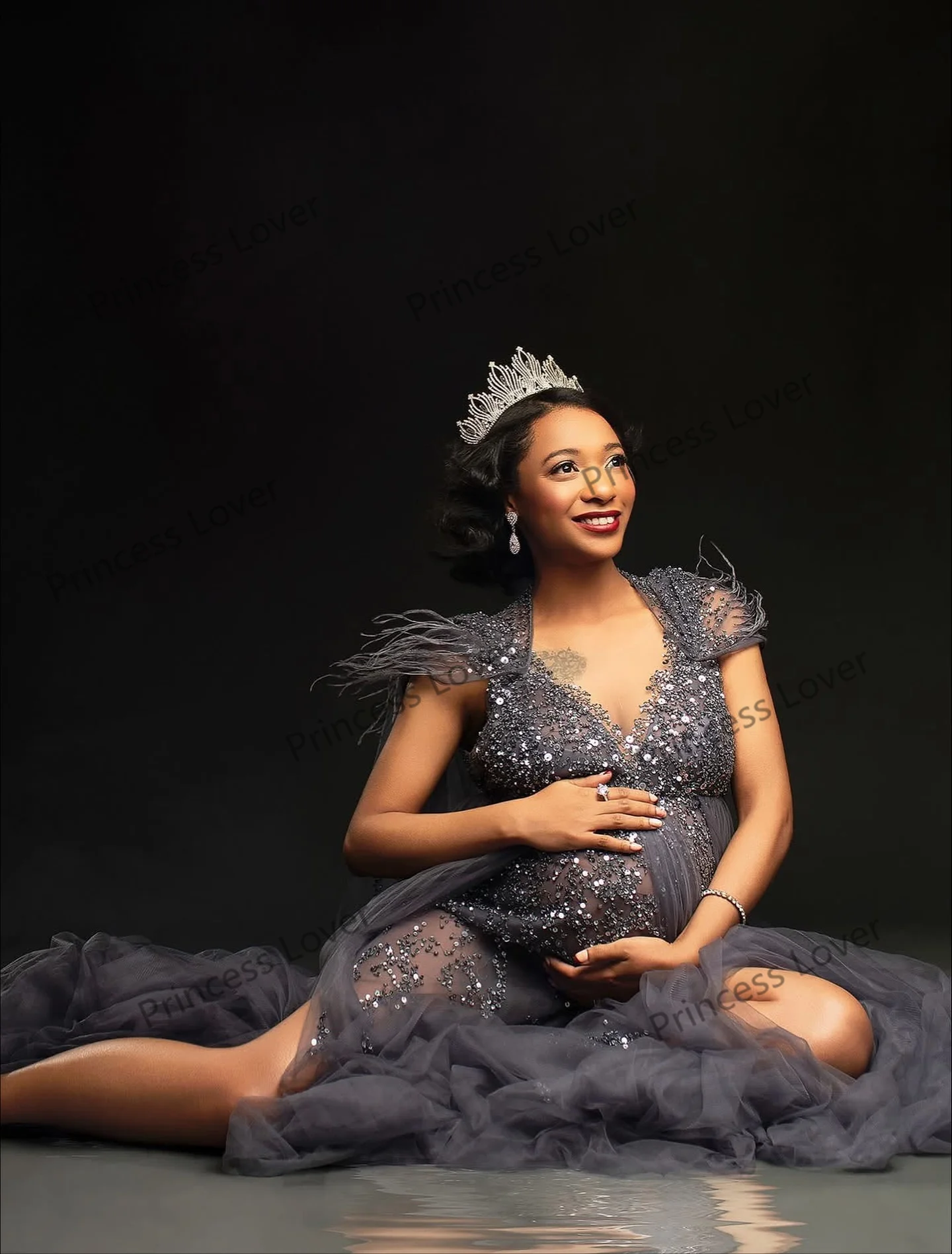 2 قطعة فساتين لحضور الحفلات الموسيقية الفاخرة الترتر مطرز فستان حمل مخصص الريش التفاف رائعة فيستدو دي نوفيا التصوير الدعائم