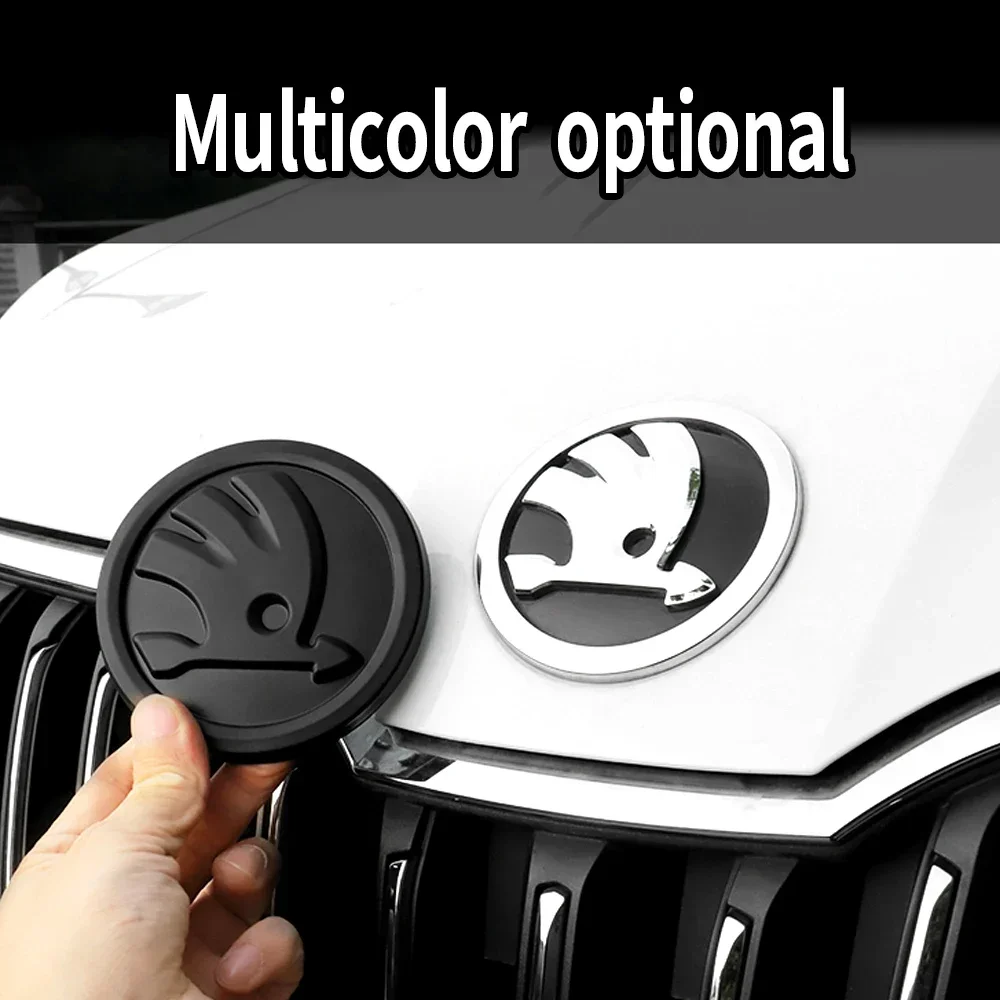 ABS 80/90/100mm Car Front Hood Badge Bonnet Emblem Trunk Sticker For Skoda Yeti Octavia Kamiq Fabia Kodiaq Rapid Karoq Superb RS
