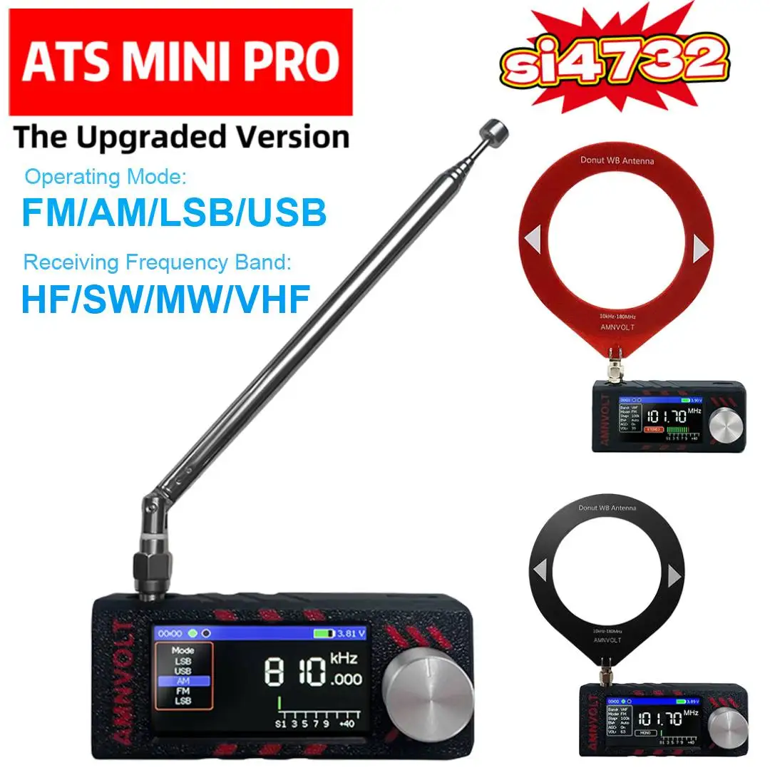 

SI4732 0.5-108mhz Portable Radio LSB USB AM FM Pocket Mini Radio 1.9in Screen All Band Radio Receiver HF SW MW VHF Radio