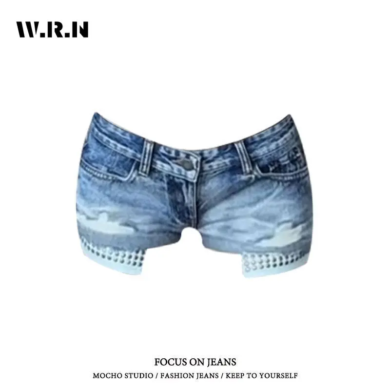 

Hotsweet Sheath Cyber 2000S однотонные сексуальные облегающие джинсовые шорты женские Y2K Gyaru с высокой талией повседневные уличные стильные шорты