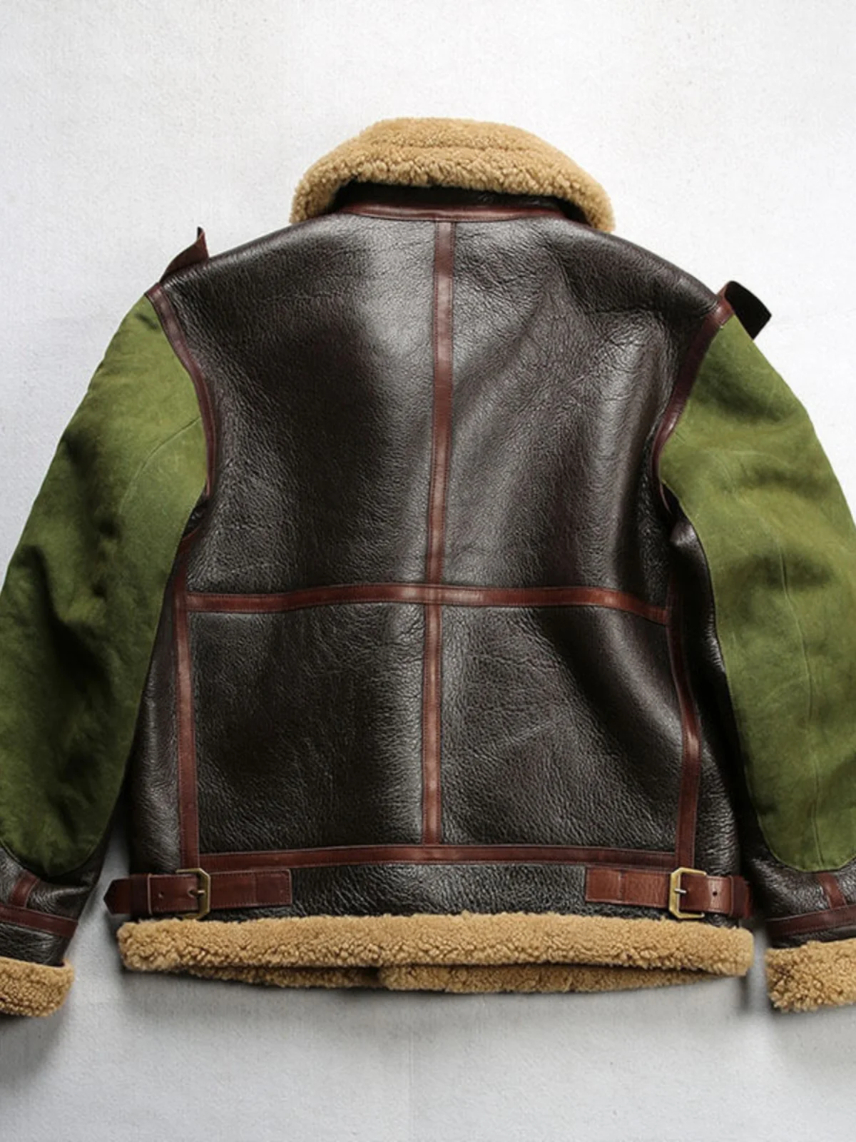 Dark Brown Winter Shearling Jacket Men Military Style Genuine Natural Thick Sheepskin Warm Bomber Leather Coat e Plus Size 6XL