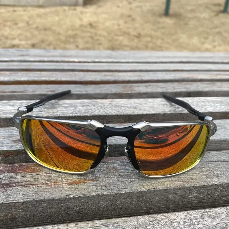 Fahrrad brille mit polarisiertem Metallrahmen aus Eiche, Sonnenbrille zum Angeln im Freien und Bergsteigen, Sonnenbrille mit silbernem Rahmen