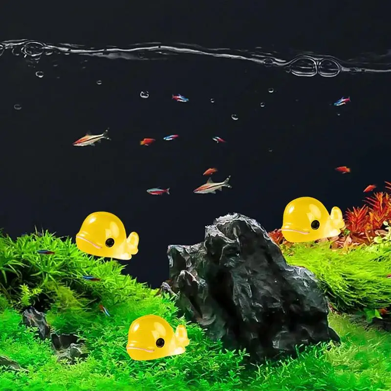 Pequenas estatuetas de golfinho que brilham na noite, animais de resina, estátuas de animais para aquário, acessórios de jardim em miniatura ao ar livre