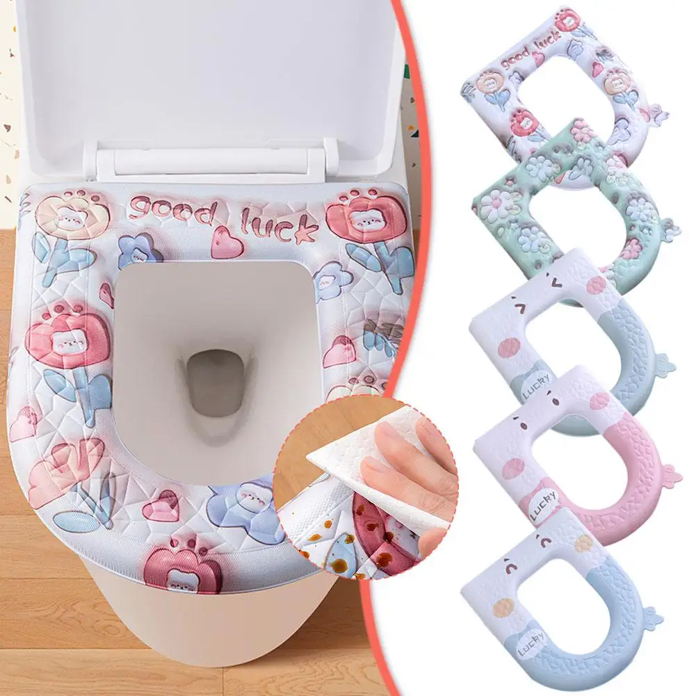 Coprisedile wc Cute Cartoon Pattern Closestool Mat accessori caldi toilette lavabile bagno wc sedile morbido coperchio imbottito P3C5